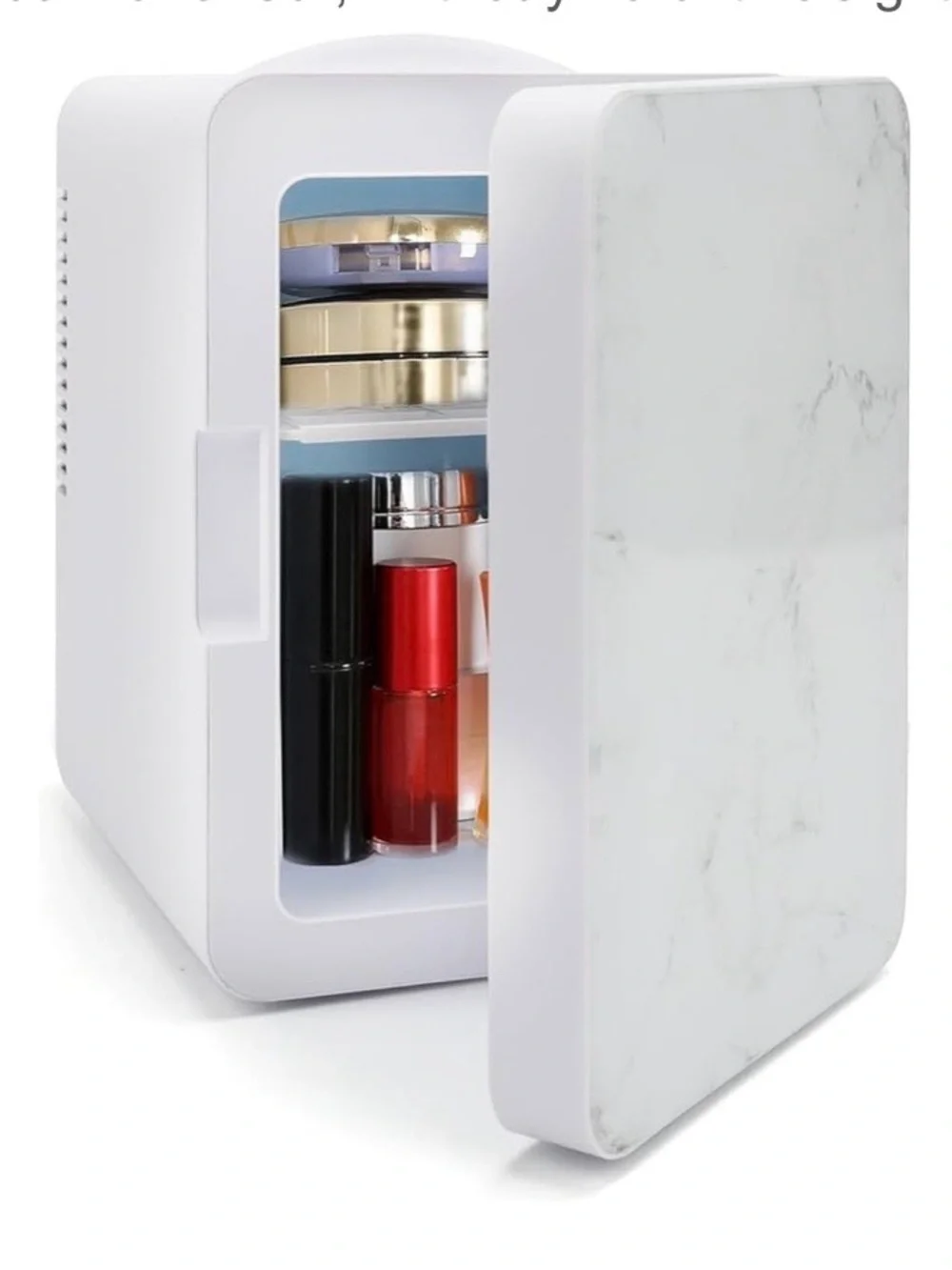 Compact White Marble Mini Fridge